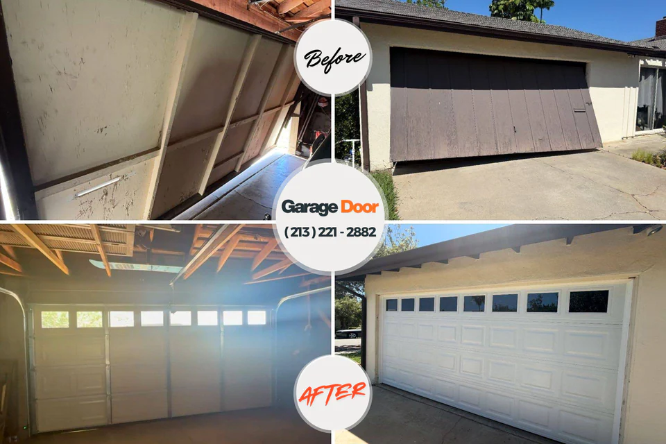 Before and after: garage door repair Lido Beach, NY